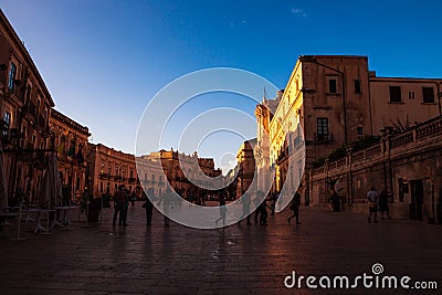 Duomo church plaza in Ortigia, Sicily Editorial Stock Photo