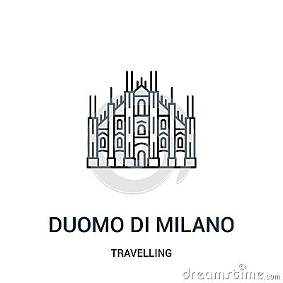 duomo di milano icon vector from travelling collection. Thin line duomo di milano outline icon vector illustration. Linear symbol Vector Illustration