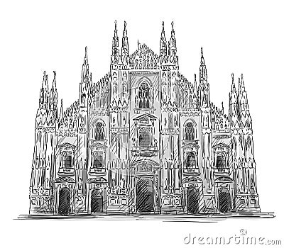Duomo di Milano. Milan cathedral. Vector Illustration