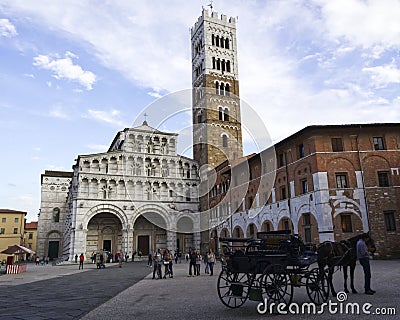 Duomo di San Martino St Martin Cathedral in Lucca, Italy. Editorial Stock Photo