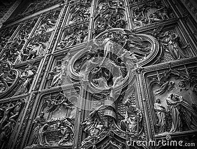 Duomo of Milan, door detail Stock Photo