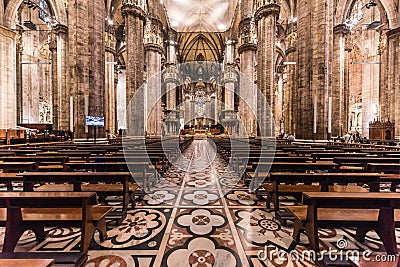Duomo of Milan, Italy, Inside architecture Editorial Stock Photo