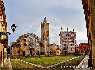 Duomo and Battistero in Parma, Italy Editorial Stock Photo