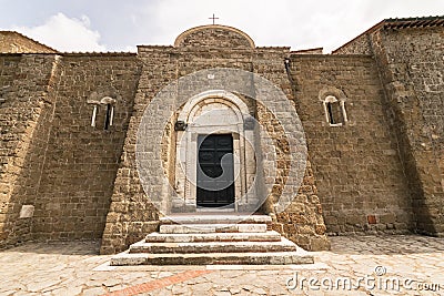 The Duomo of Sovana cathedral of Saints Peter and Paul is one of the most important Gothic Romanesque buildings of all Tuscany Stock Photo