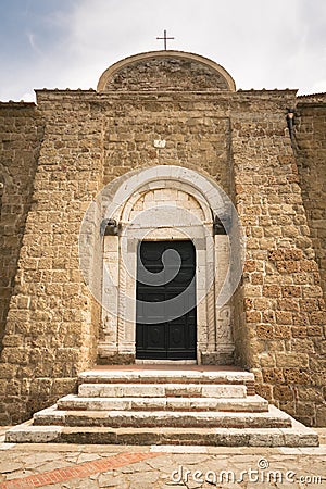 The Duomo of Sovana cathedral of Saints Peter and Paul is one of the most important Gothic Romanesque buildings of all Tuscany Stock Photo