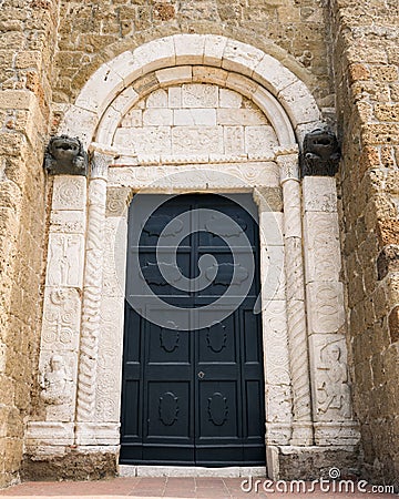 The Duomo of Sovana cathedral of Saints Peter and Paul is one of the most important Gothic Romanesque buildings of all Tuscany Stock Photo