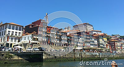 Duoro River Porto Portugal Louie Bridge view Editorial Stock Photo