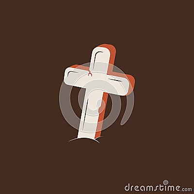 Duotone Cartoon grave cross icon. Smiley and evil emotions Vector Illustration