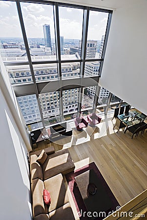 Duplex apartment with city views Stock Photo