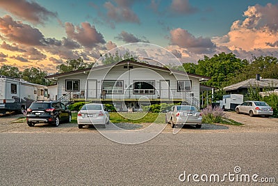 Duplex residential building rented to two tenants with families Stock Photo