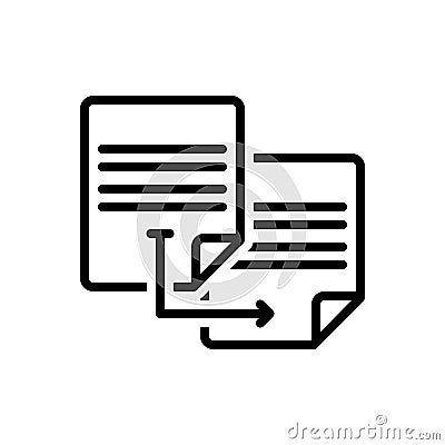 Black line icon for Duplicate, transcript and matching Vector Illustration