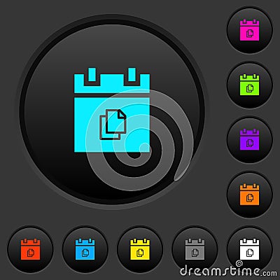 Duplicate schedule item dark push buttons with color icons Stock Photo