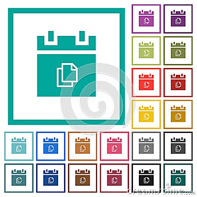 Duplicate schedule item flat color icons with quadrant frames Stock Photo