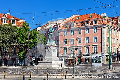 Duque da Terceira Square, Cais do Sodre, Lisbon Editorial Stock Photo