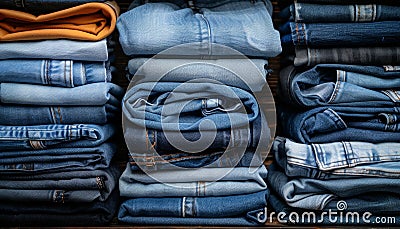 Durable cotton twill fabric denim, known for diagonal ribbing, popular in jeans and casual wear Stock Photo