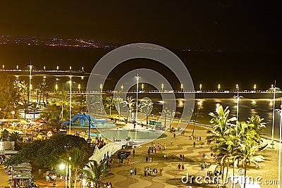 Durban beach at night, South Africa Editorial Stock Photo