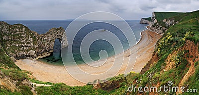 Durdle Door panorama - Dorset, England Stock Photo