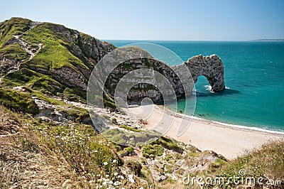 Durdle Door. South West Coastal Path, Dorset, UK. Stock Photo