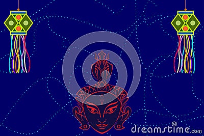 Durga Goddess of Power Vector Illustration