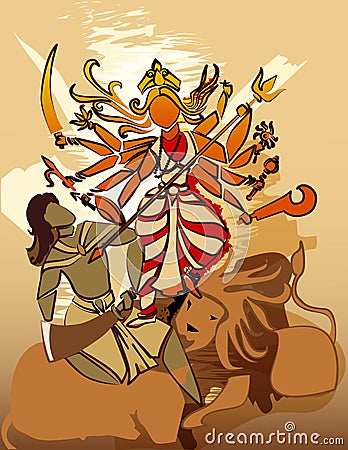 Durga Hindu goddess Vector Illustration