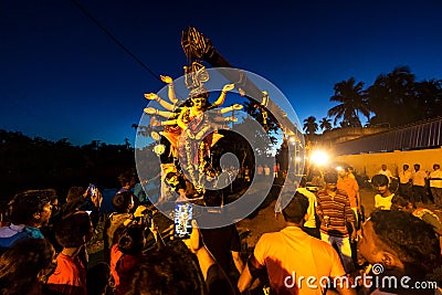 durga immersion by hydra Editorial Stock Photo