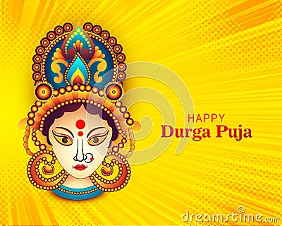 Durga pooja festival wishes card holiday illustration background Vector Illustration