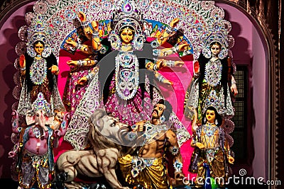 Indian Durga Puja Festival In A Traditional Way Stock Photo