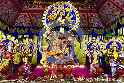 Durga Puja colorful celebration in India Stock Photo