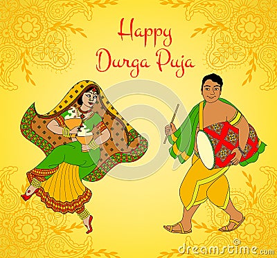 Durga Puja greeting card Vector Illustration