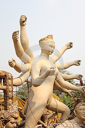 Durga sculpture making Stock Photo