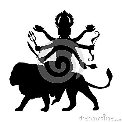 Durga silhouette traditional religion spirituality Vector Illustration