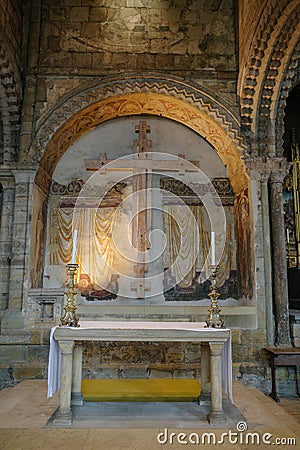 Durham, UK - 12 July, 2023: The altar place within Durham Cathedral Stock Photo