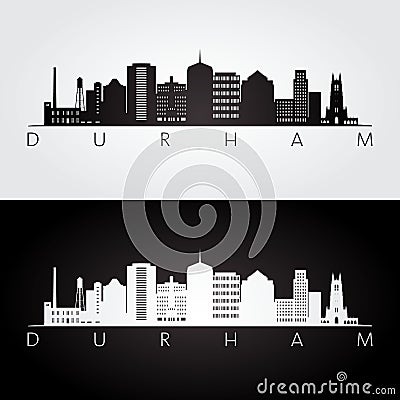 Durham usa skyline and landmarks silhouette Vector Illustration