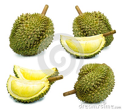 Durian fruit isolated on a white background durain king fruit of Thailand Stock Photo