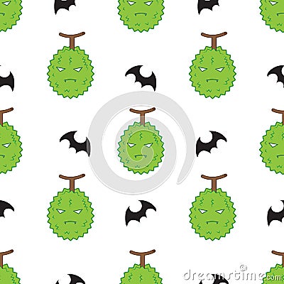 DURIAN pattern seamless.thailand king of fruits DURIAN cartoon c Vector Illustration