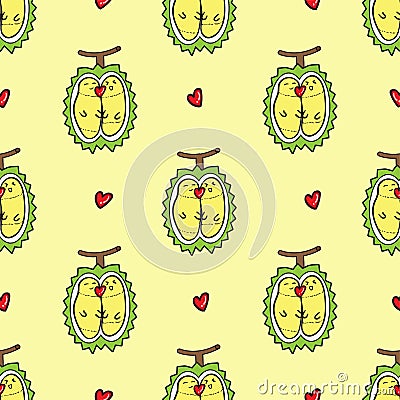 DURIAN pattern seamless.thailand king of fruits DURIAN cartoon c Stock Photo