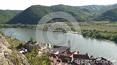 Durnstein Stadt Im Wachau Tal Von Oben Stock Footage Video Von Zieleinheit Landschaft 181268726