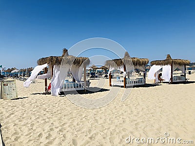 Scenic view of beautiful relaxing deck on GJIRI I LALZIT beach Editorial Stock Photo