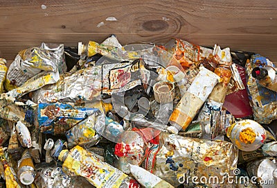 Neglected and messy artist oil paints Editorial Stock Photo