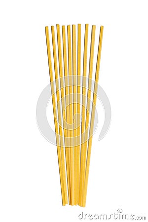 Durum fettuccine pasta isolated on white background. Raw spaghetti or noodles Stock Photo