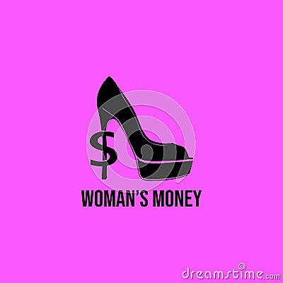 Sexy Hot Woman Female Girl Highheels with Money Symbol Logo Design Vector Illustration