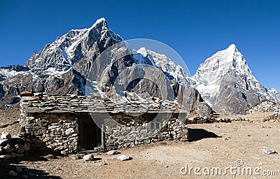 Dusa village, typical nepalese stony chalet Stock Photo