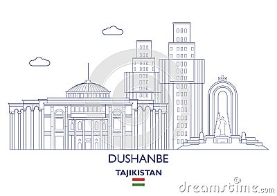 Dushanbe City Skyline, Tajikistan Vector Illustration