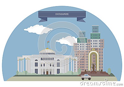 Dushanbe, Tajikistan Vector Illustration