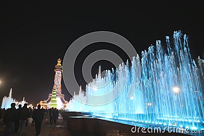 Dushanbe, Tajikistan - December 18 2022:Independence Istiklol square Christmas illumination Editorial Stock Photo