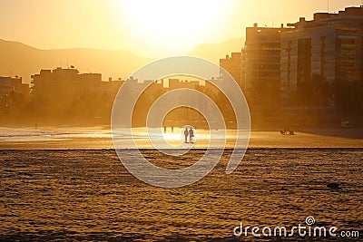 Peaceful end of day, Last ligth from the sun. Golden light vocirng the scenery. Stock Photo