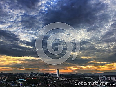 Dusk at Johor Bahru in Malaysia Editorial Stock Photo