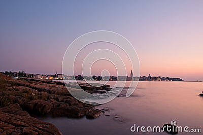 Dusk near Porec town on Croatian coastline Stock Photo