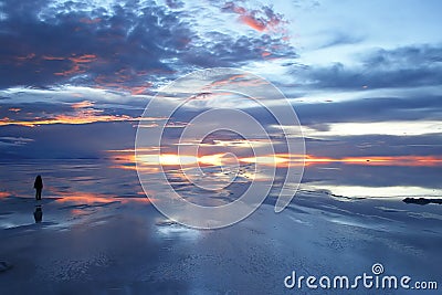 Dusk over surreal landscape Stock Photo