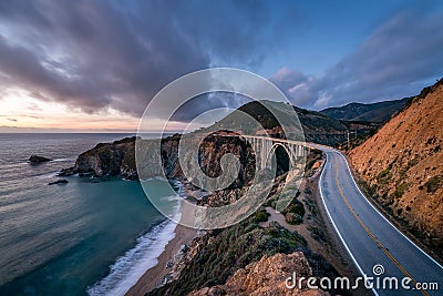 Dusk sets over the California Coast Stock Photo